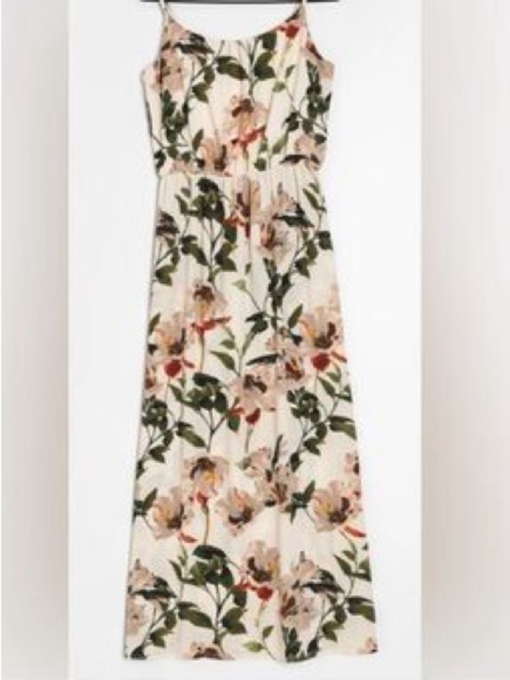 Dex Cream Maxi Dress with Green & Pink Floral Print size medium